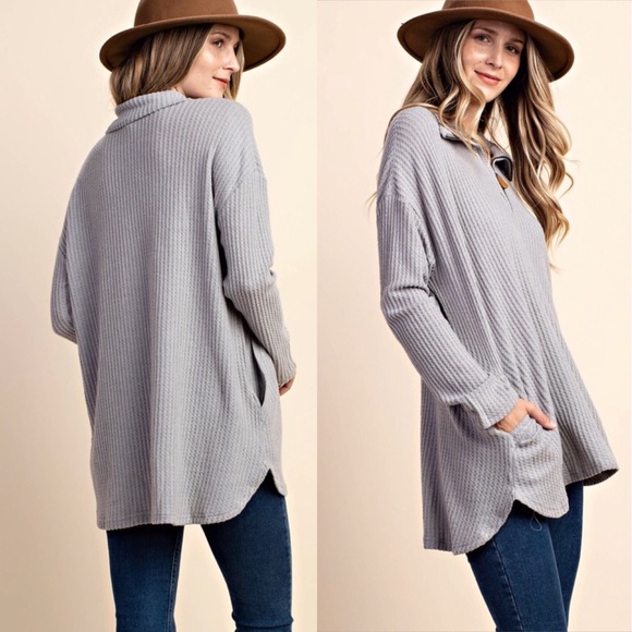 TRISTA |  Pullover Waffle Knit Top (Cream) - Picture 4 of 5